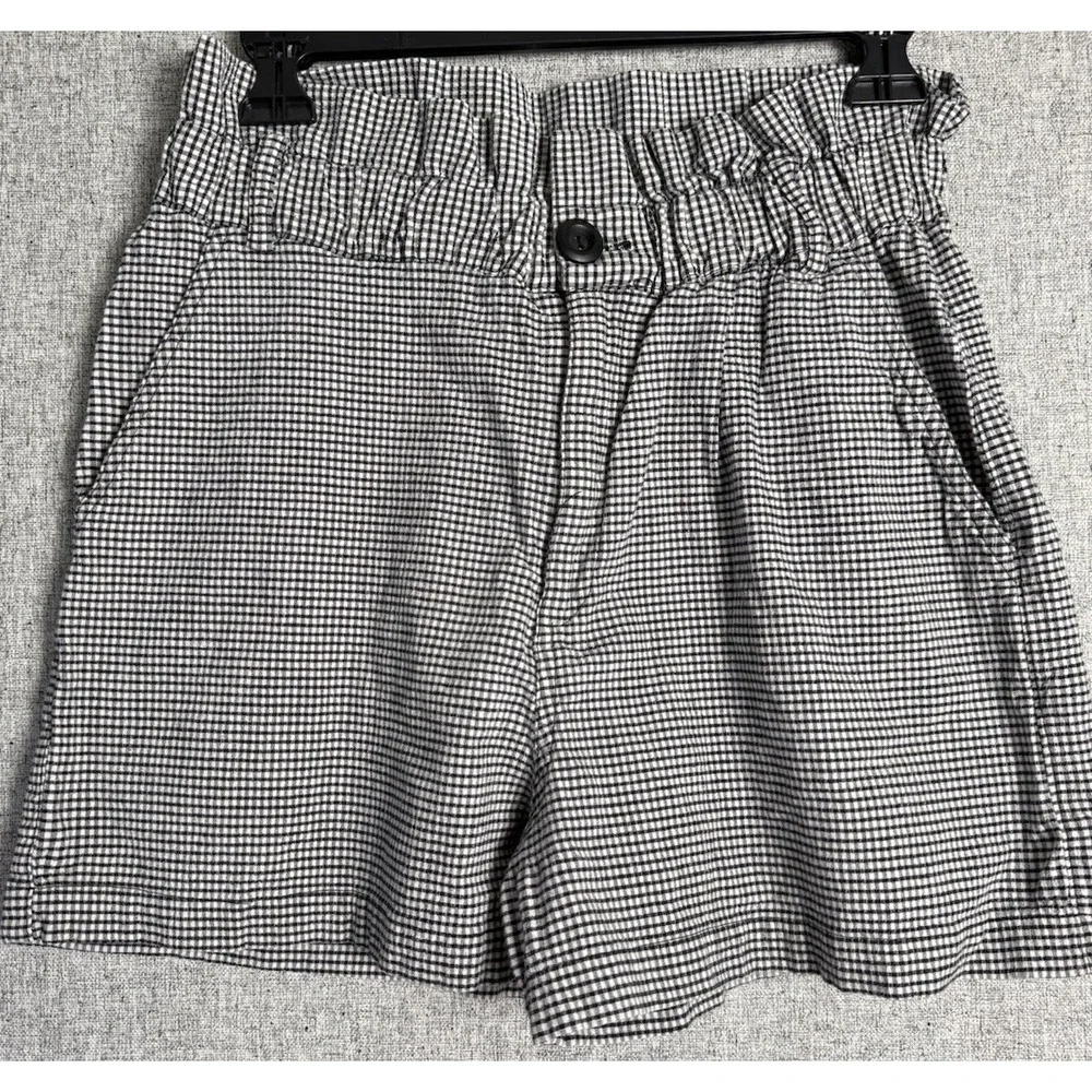 Anthropologie Amadi Black Gingham Shorts High Waist Paper Bag USA XS Cottagecore